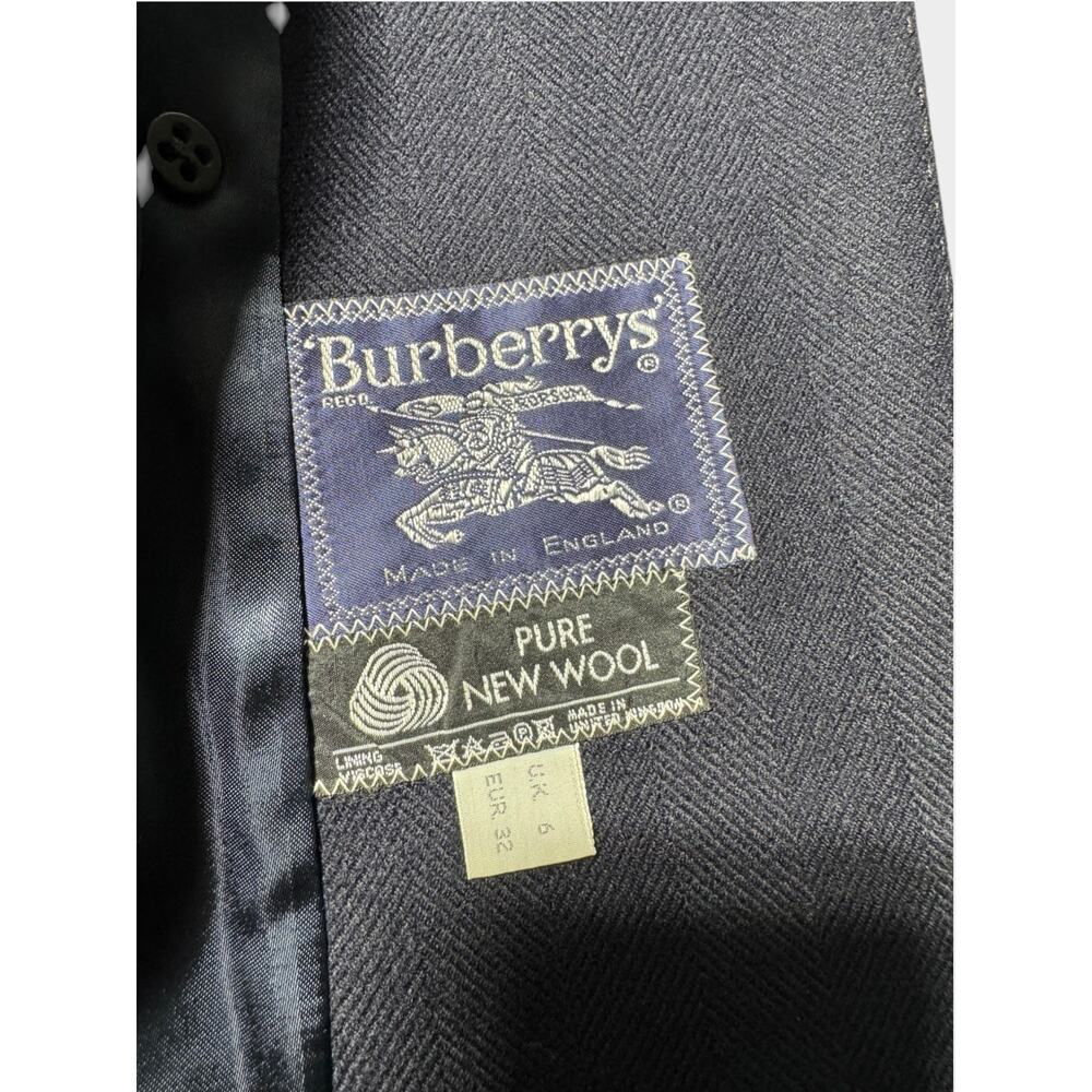 Vintage Burberrys Long Trench Coat Womens UK 6 Navy Blue Wool Double Breasted - Picture 8 of 16